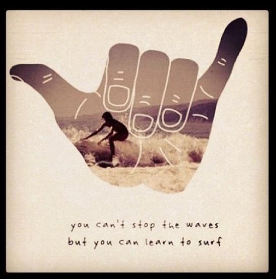 You can't stop the waves, but you can learn to surf Picture Quote #3