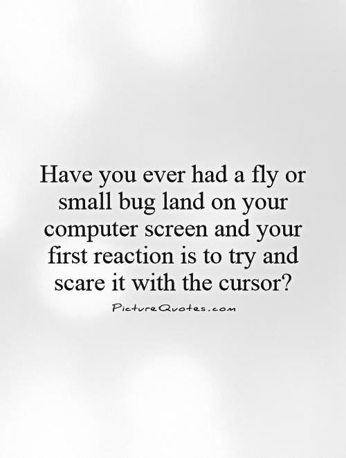 Have you ever had a fly or small bug land on your computer screen and your first reaction is to try and scare it with the cursor? Picture Quote #1