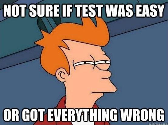 Not sure if test was easy or got everything wrong Picture Quote #1