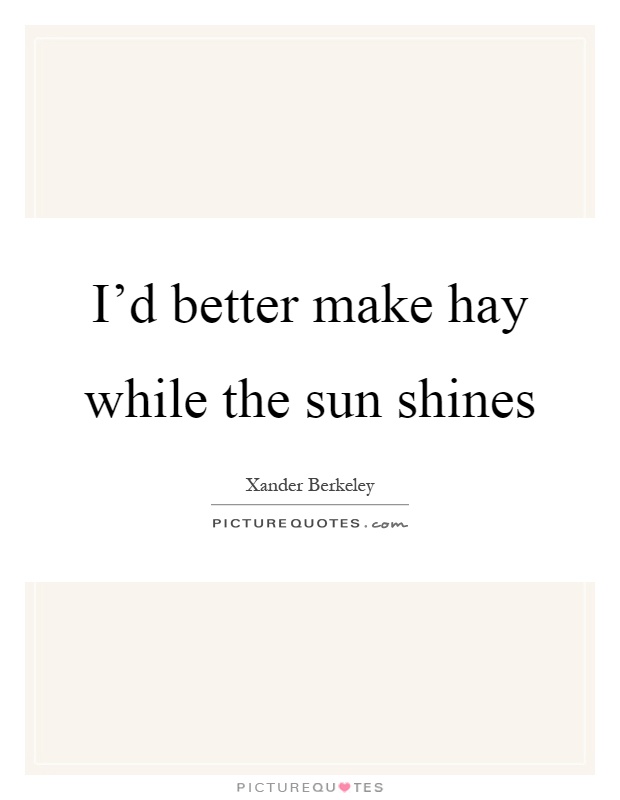 I’d better make hay while the sun shines Picture Quote #1