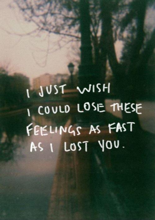 I just wish I could lose these feelings as fast as I lost you Picture Quote #1