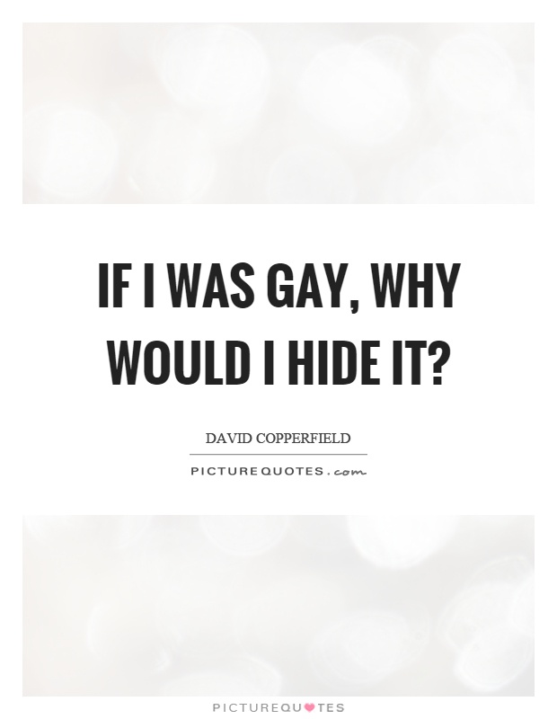 If I was gay, why would I hide it? Picture Quote #1