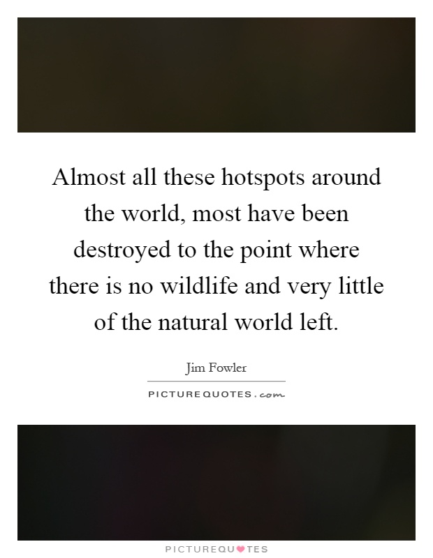 Almost all these hotspots around the world, most have been destroyed to the point where there is no wildlife and very little of the natural world left Picture Quote #1