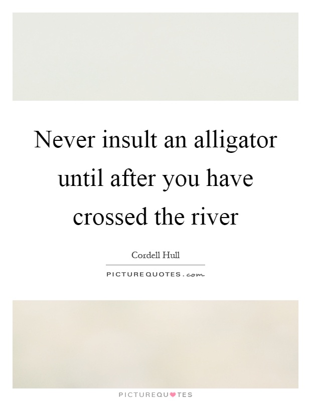 Never insult an alligator until after you have crossed the river Picture Quote #1