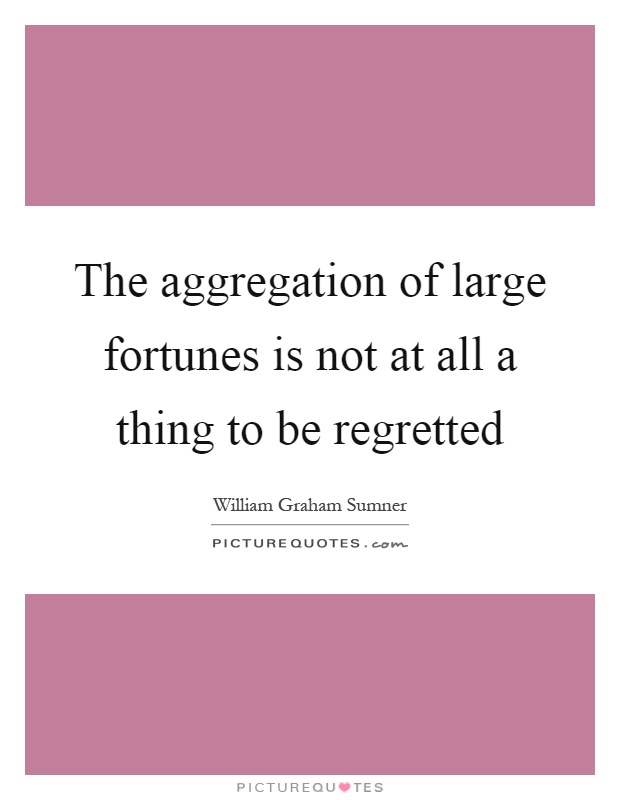 The aggregation of large fortunes is not at all a thing to be regretted Picture Quote #1
