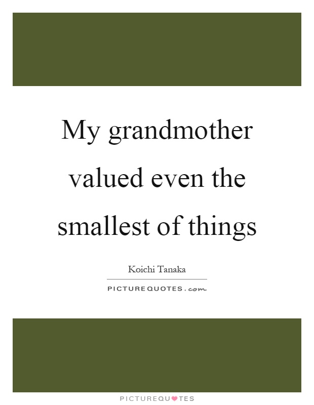 My grandmother valued even the smallest of things Picture Quote #1