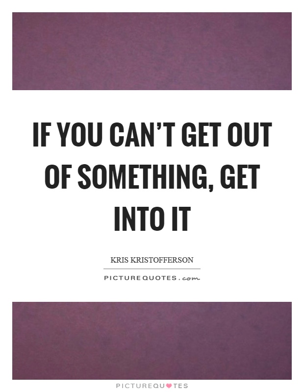If you can’t get out of something, get into it Picture Quote #1
