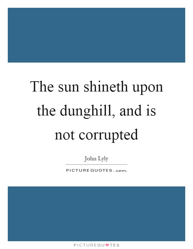 The sun shineth upon the dunghill, and is not corrupted Picture Quote #1