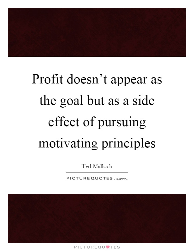 Profit doesn’t appear as the goal but as a side effect of pursuing motivating principles Picture Quote #1