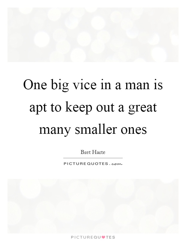 One big vice in a man is apt to keep out a great many smaller ones Picture Quote #1