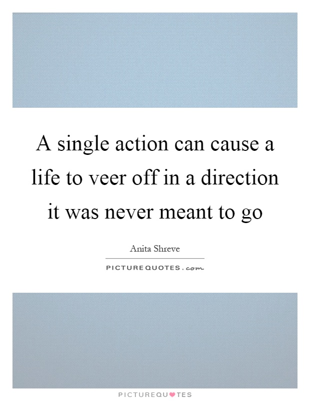 A single action can cause a life to veer off in a direction it was never meant to go Picture Quote #1
