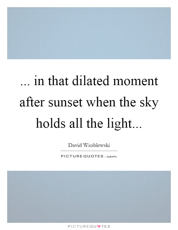 ... in that dilated moment after sunset when the sky holds all the light Picture Quote #1