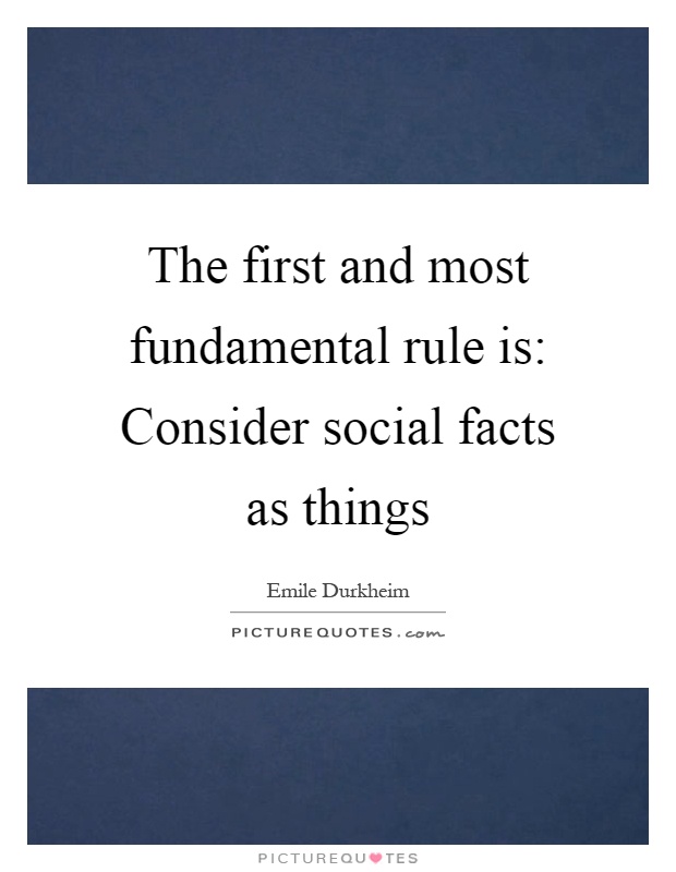 The first and most fundamental rule is: Consider social facts as things Picture Quote #1
