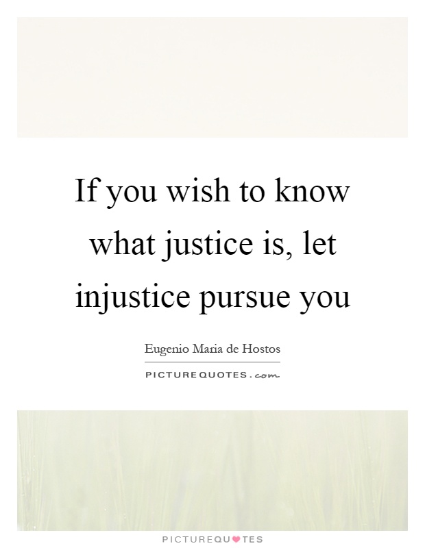 If you wish to know what justice is, let injustice pursue you Picture Quote #1