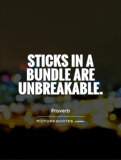 Sticks in a bundle are unbreakable Picture Quote #1