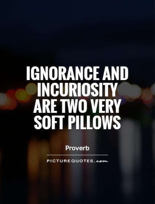 Ignorance and incuriosity are two very soft pillows Picture Quote #1
