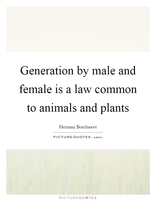 Generation by male and female is a law common to animals and plants Picture Quote #1