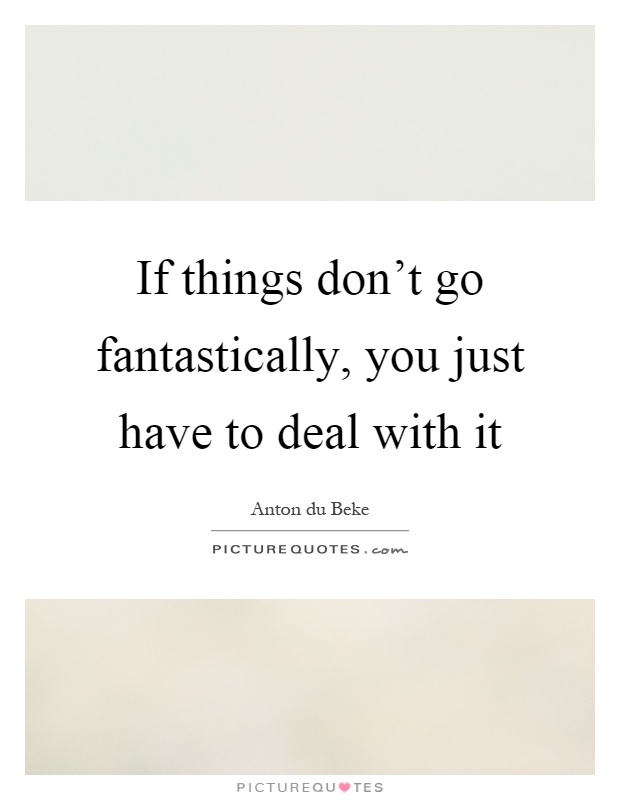 If things don’t go fantastically, you just have to deal with it Picture Quote #1