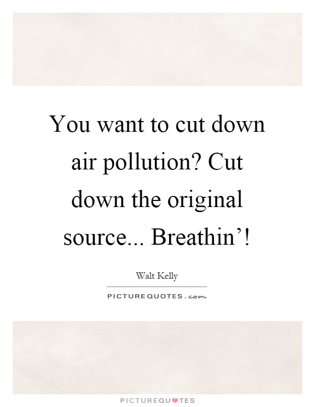 You want to cut down air pollution? Cut down the original source... Breathin’! Picture Quote #1