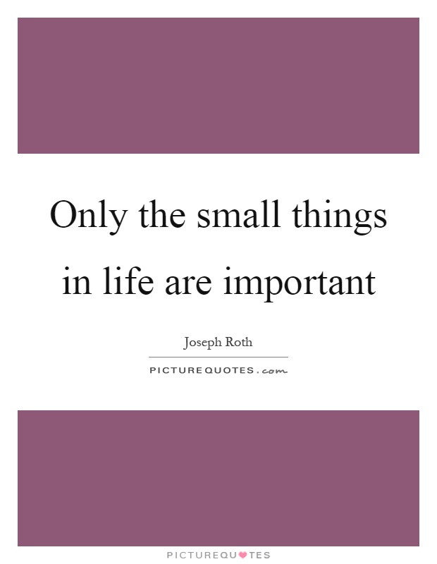 Only the small things in life are important Picture Quote #1
