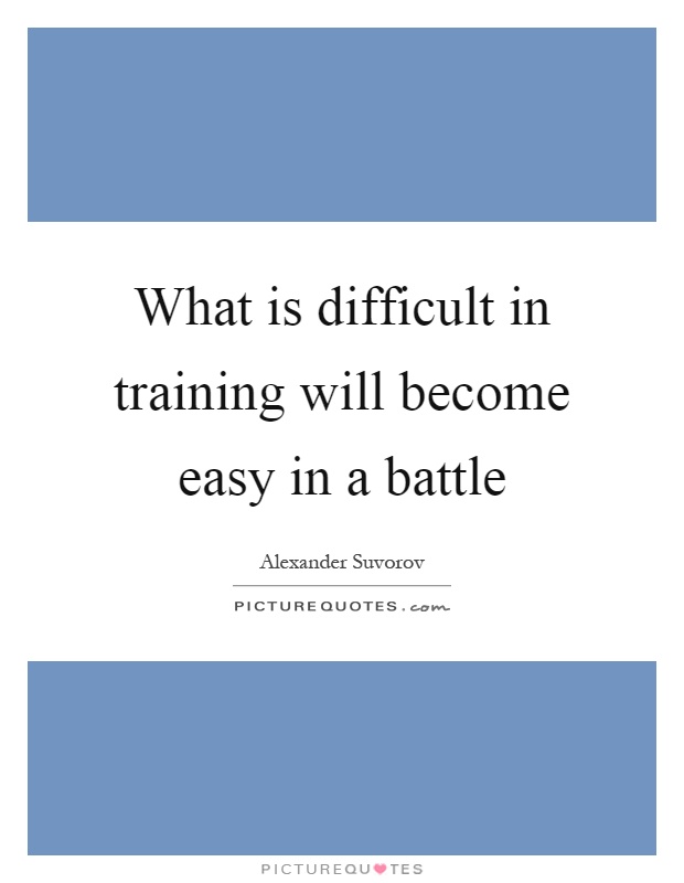 What is difficult in training will become easy in a battle Picture Quote #1