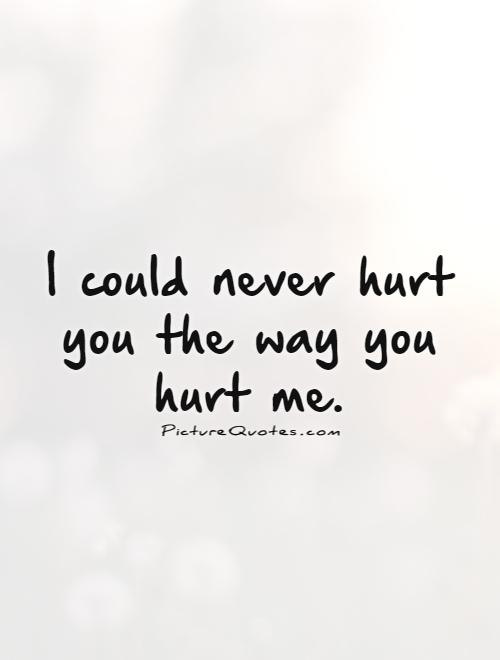 I could never hurt you the way you hurt me Picture Quote #1