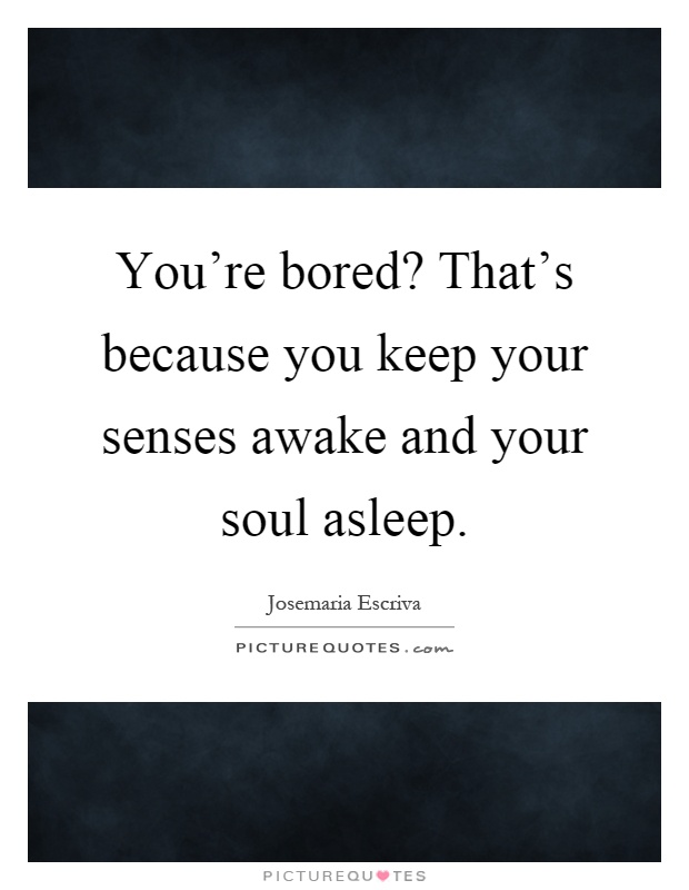 You’re bored? That’s because you keep your senses awake and your soul asleep Picture Quote #1
