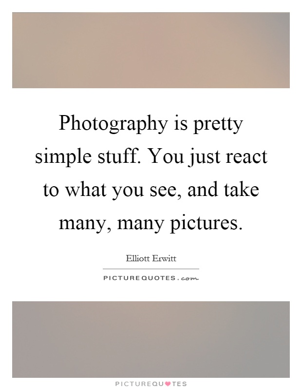 Photography is pretty simple stuff. You just react to what you see, and take many, many pictures Picture Quote #1