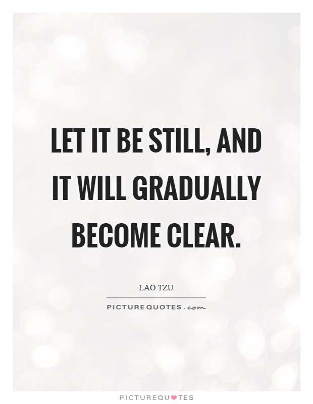 Let it be still, and it will gradually become clear Picture Quote #1
