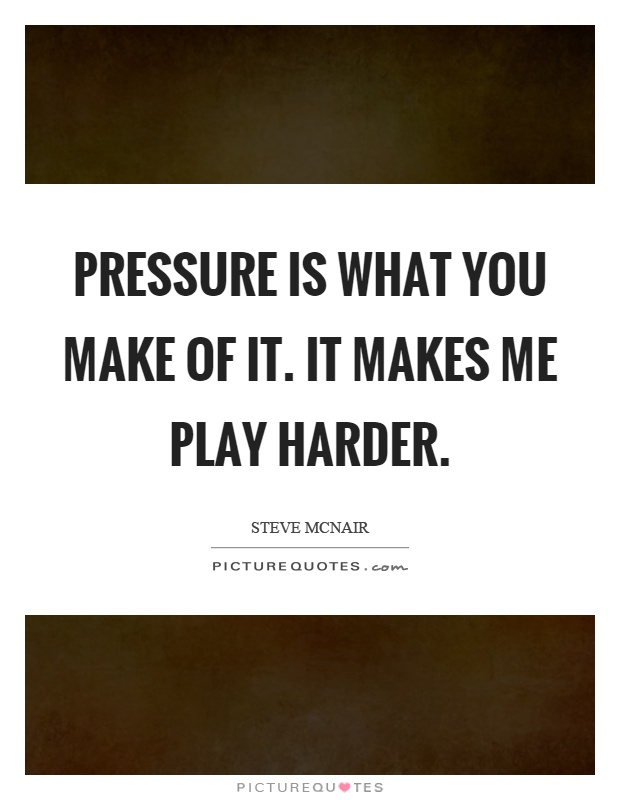 Pressure is what you make of it. It makes me play harder Picture Quote #1