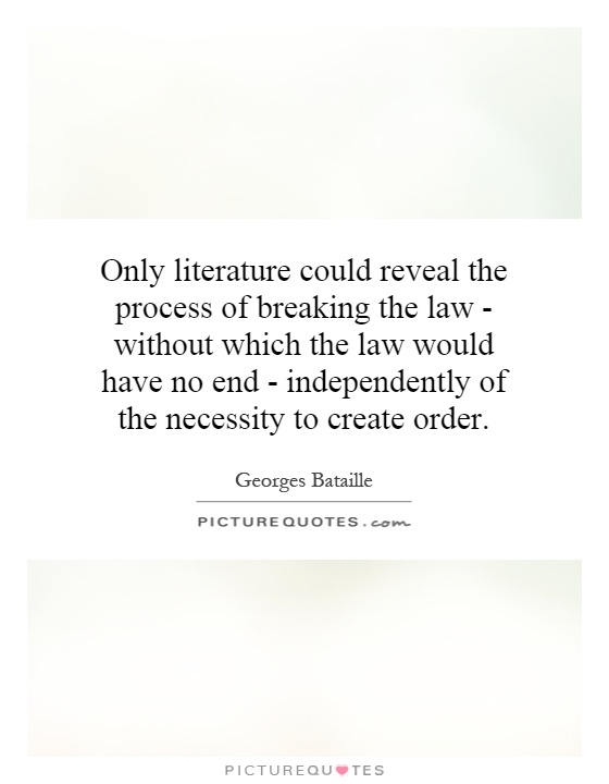 Only literature could reveal the process of breaking the law - without which the law would have no end - independently of the necessity to create order Picture Quote #1