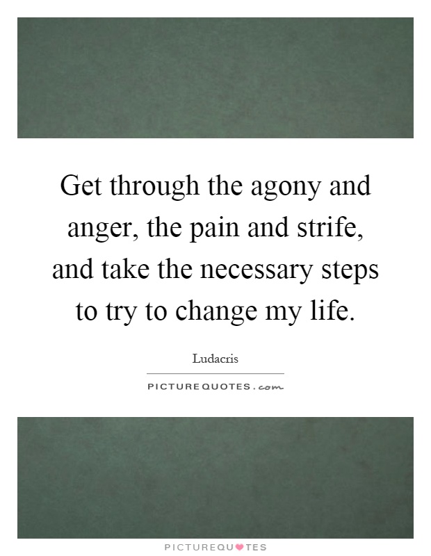 Get through the agony and anger, the pain and strife, and take the necessary steps to try to change my life Picture Quote #1