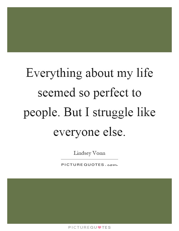 Everything about my life seemed so perfect to people. But I struggle like everyone else Picture Quote #1