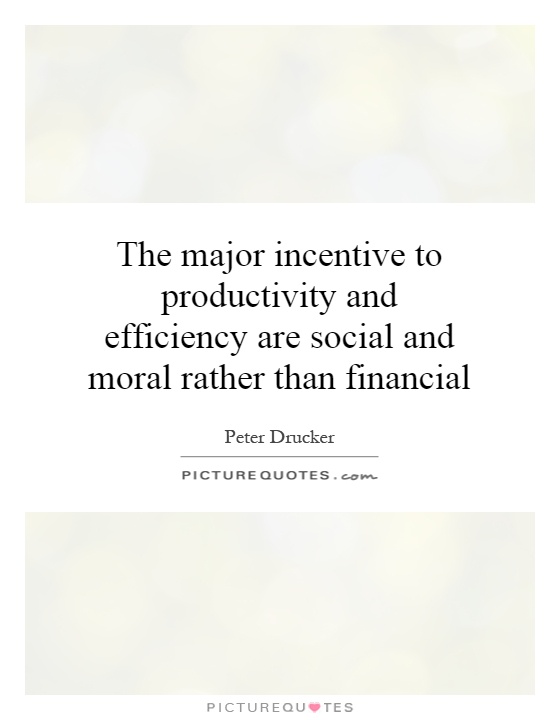 The major incentive to productivity and efficiency are social and moral rather than financial Picture Quote #1