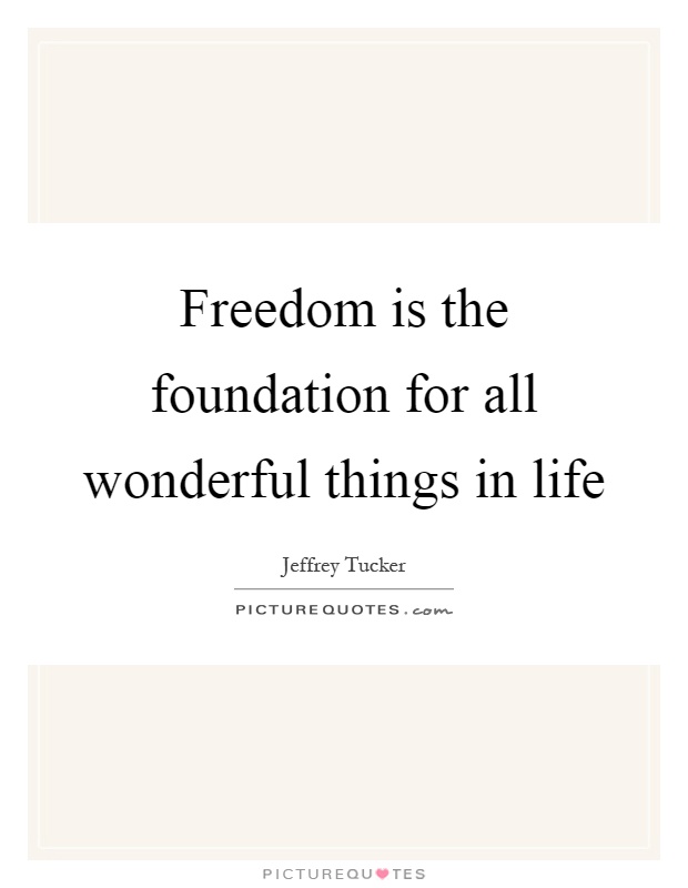 Freedom is the foundation for all wonderful things in life Picture Quote #1