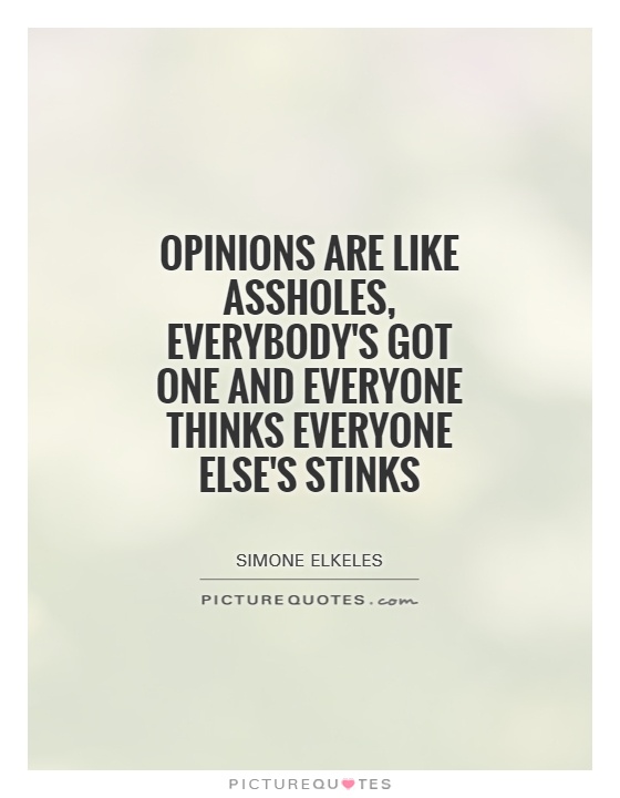 Opinions are like ass holes