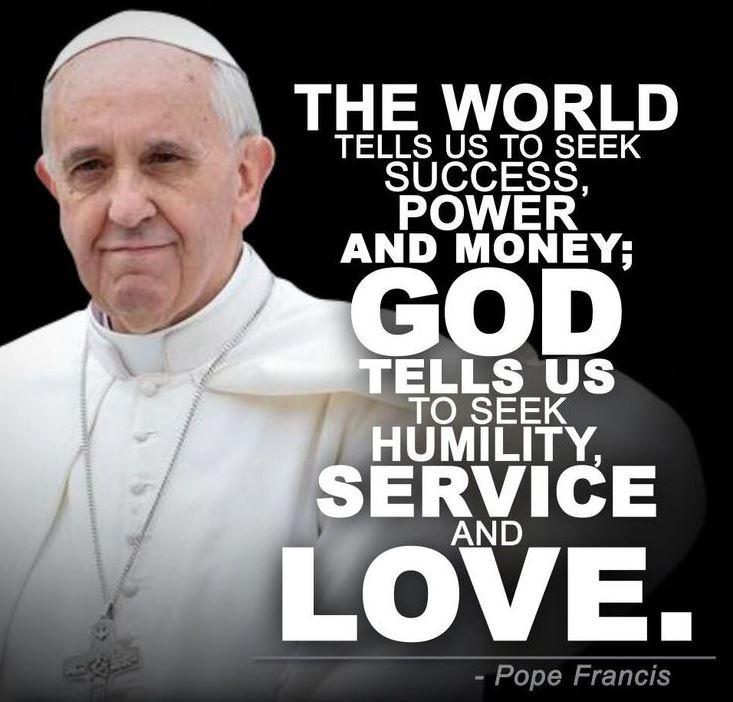 The world tells us to seek success, power, and money; God tells us to seek humility, service an love Picture Quote #1