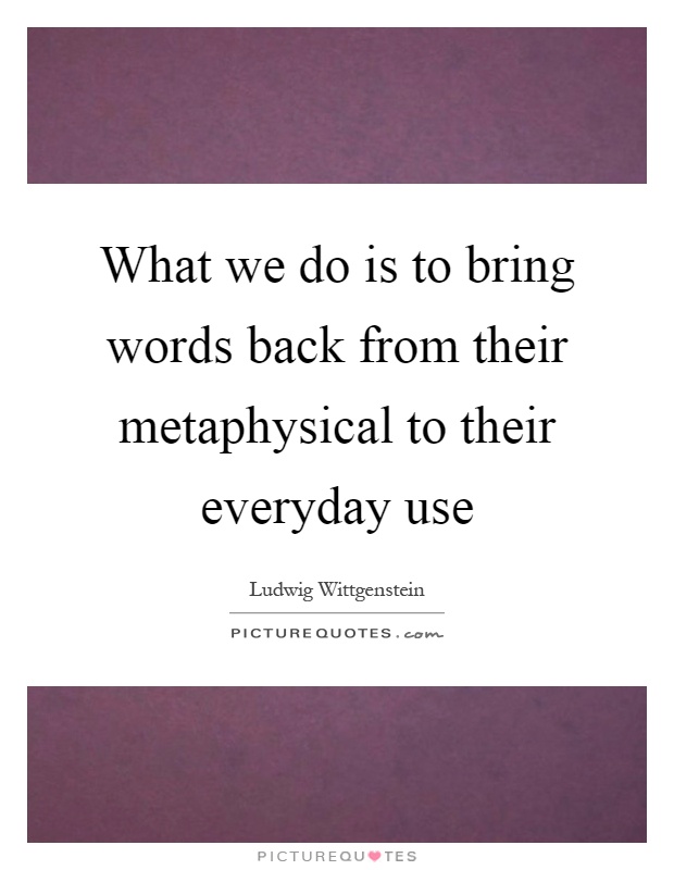 What we do is to bring words back from their metaphysical to their everyday use Picture Quote #1