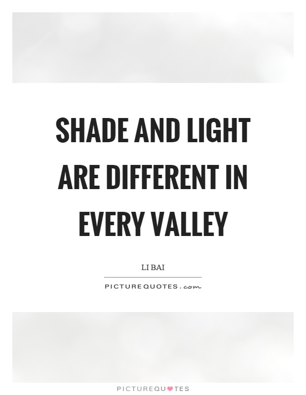 Shade and light are different in every valley Picture Quote #1