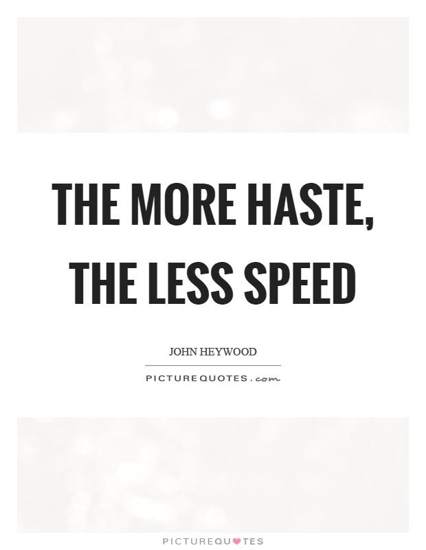 The more haste, the less speed Picture Quote #1