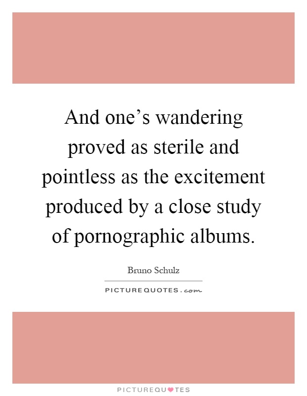 And one’s wandering proved as sterile and pointless as the excitement produced by a close study of pornographic albums Picture Quote #1