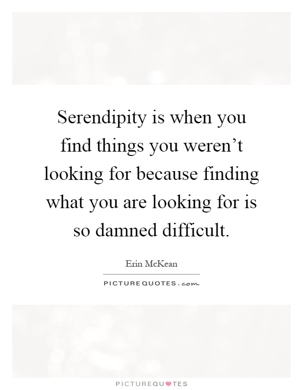 Serendipity is when you find things you weren’t looking for because finding what you are looking for is so damned difficult Picture Quote #1