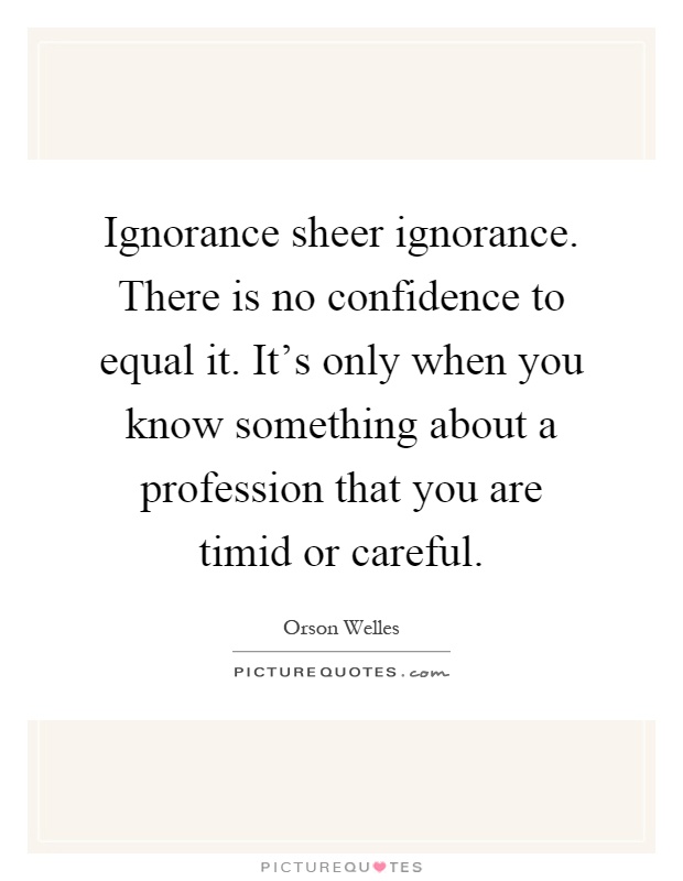 Ignorance sheer ignorance. There is no confidence to equal it. It’s only when you know something about a profession that you are timid or careful Picture Quote #1