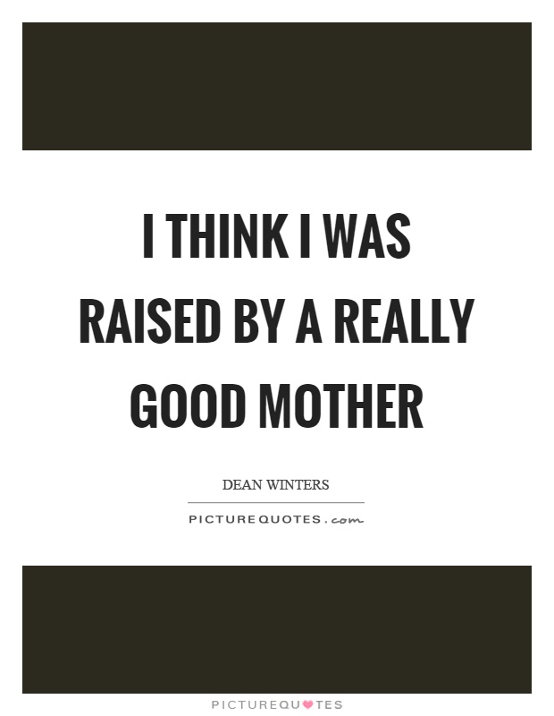 I think I was raised by a really good mother Picture Quote #1