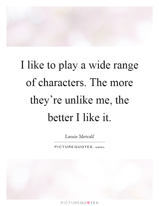 I like to play a wide range of characters. The more they’re unlike me, the better I like it Picture Quote #1