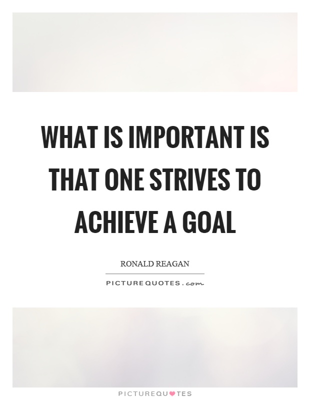 What is important is that one strives to achieve a goal Picture Quote #1