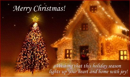 Merry Christmas. Wishing that this holiday season lights up your heart and home with joy Picture Quote #1