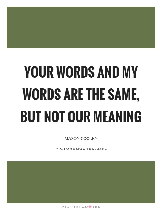 Your words and my words are the same, but not our meaning Picture Quote #1