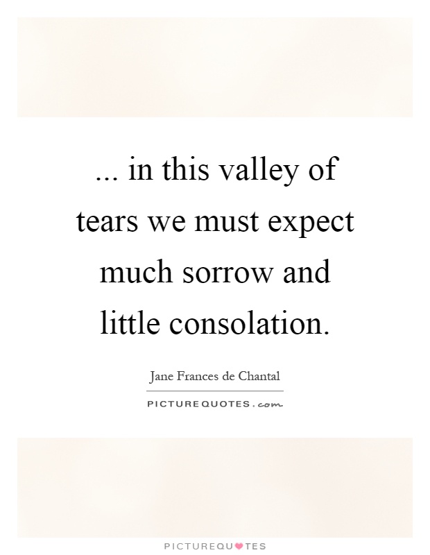 ... in this valley of tears we must expect much sorrow and little consolation Picture Quote #1