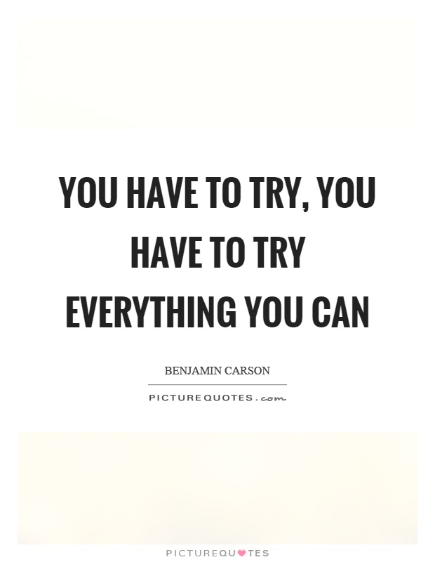 You have to try, you have to try everything you can Picture Quote #1